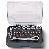 Kit d'outils polyvalent 31 pièces 1/4 – Jeu de douilles, cliquet, embouts et tournevis pour réparation automobile, vélo, moto, projets de bricolage, atelier et applications professionnelles.