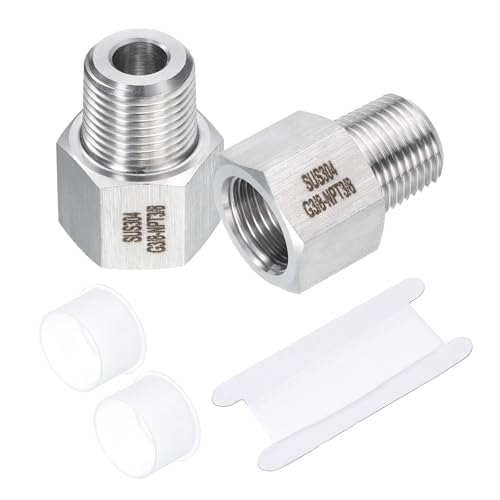Image of uxcell 2 Pcs Pipe Fittings Reducer Adapter 3 /8 inch NPT Male Pipe x 3 /8 inch G Female Pipe Stainless Steel Adapter Pressure Gauge Connector for Oil Air Gas Hydraulic Systems