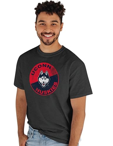 Blue 84 Men's Connecticut Huskies T-Shirt Vintage Cap Dark Heather, Dark Grey, Medium