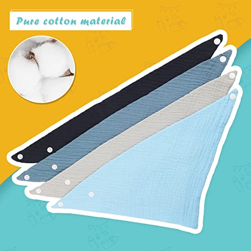 WD&CD 4 Stück Baby Dreieckstuch Lätzchen, Doppellagig Weiche & Absorbierende Musselin Halstüch Sabberlätzche mit 2 Verstellbares Druckknopf - A