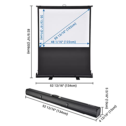 Yescom FBA_16PJS016-P60R43-PU Instahibit 60 Inch Pull Up Portable Floor Projector Screen 48 Inchx36 Inch 1.3 Gain 4:3 Hd Projection Screen Aluminum Case Home Office Mobile Working thumb #6