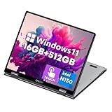 CHUWI 2-in-1 Touchscreen Laptop 10.51'', 16GB RAM 512GB SSD, Intel N150, Windows 11, Portable Mini Laptop, 2K FHD IPS Display, Backlit Keyboard, WiFi 6, BT 5.2, Camera, Type-C