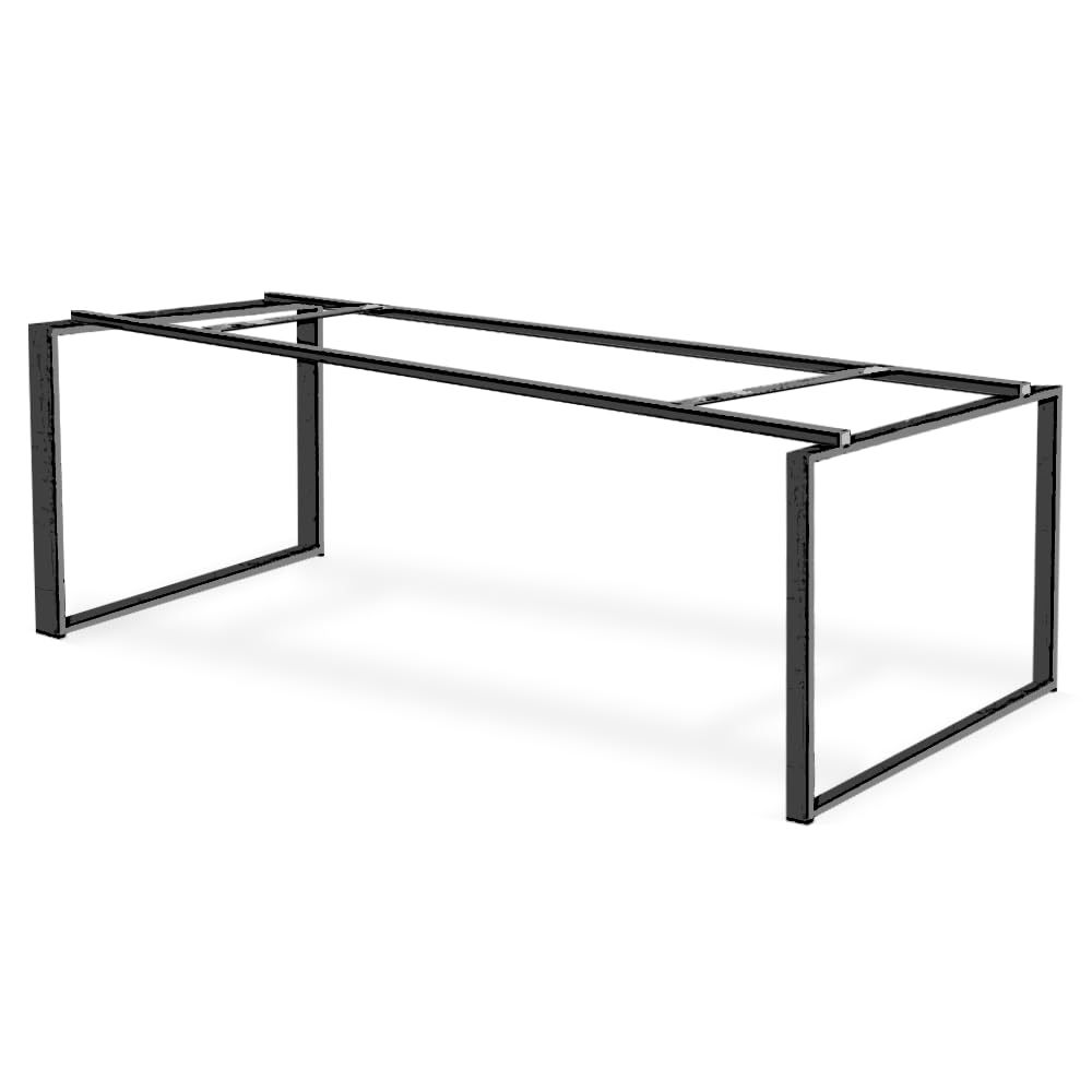 Genérico OFILIKE. Escritorio de Oficina con Estructura Metálica Cerrada Negra, Mesa de Ordenador para Despacho, Teletrabajo y Estudio, Tablero Melamina 25 mm (180X80, Nogal)