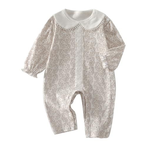 [Reegoo Peter] ベビー服 女の子 ロンパース カバーオール 寝間着 新生児服 子供服 かわいい 綿100％ カーキ 73 6-9ヶ月