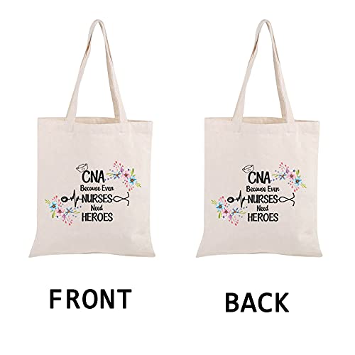 CNA Life Tote Bag Certified Nurse Assistant Gift CNA Because Even Nurses Need Heroes Canvas Tote Bag2
