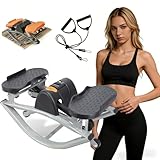 Attrezzo per esercizi Rock Stepper con display a LED, stepper laterale compatto per casa e appartamento, include tappetino antiscivolo e fasce elastiche per allenamento a basso impatto(Black)