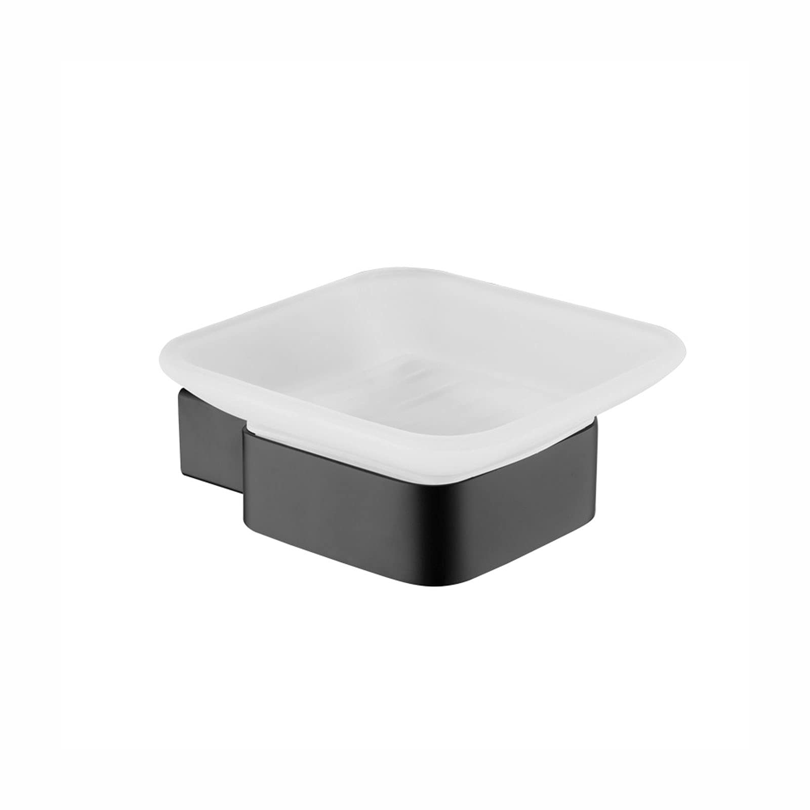 Jabonera cuadrada de acero inoxidable con plato de vidrio, montaje en pared, accesorios de baño