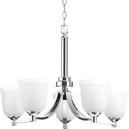 Topsail Collection 5-Light Etched Parchment Glass Coastal Chandelier Light Polished Chrome