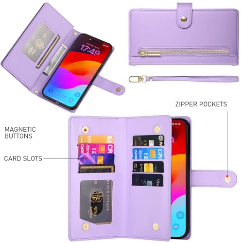 Étui portefeuille pour Oppo Reno14 Pro résout le manque de place avec ses 9 fentes et son zip - 2