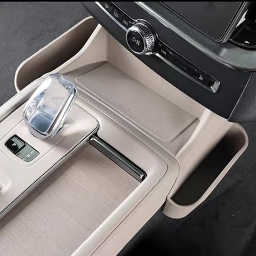 Image of Silicone Material Cup Holder Coaster for Volvo 2026 XC90 Center Console Gear Shift Protector, Automotive Accessories (2026 XC90 Wireless Charging -Cardamom)