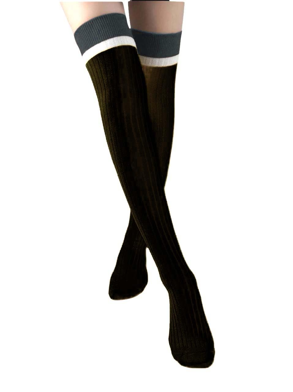 CHACKO Women Extra Long Cotton Thigh High Socks Over the Knee High Boot Stockings Cotton Leg Warmers_Black Pack Of 1 - Image 4 thumbnail