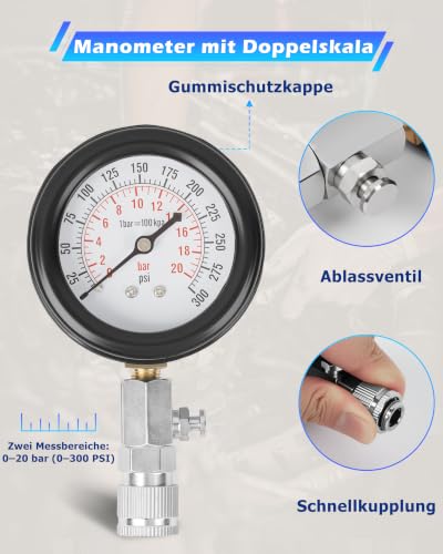 Foto von DAYUAN Kompressionsprüfer Set Kompressionstester M10-M18 20 bar/300 psi