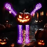 Set of 4 Pumpkin Skeleton Bones Arms and Legs with 8 Light Modes Realistic Halloween Movable Posable Bendable Skeleton Hands Joints Spooky Scary Horror Decoration Outdoor for Porch Yard 2 Arms 2 Legs