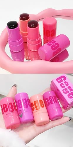 Image of Gege Bear 2-in-1 Jelly Tint Cheek Blush Stick - Hydrating & Lightweight Lip and Cheek Tint, Long-Lasting Natural Matte Blush, Buildable Cream Blush Stick for Women, Smooth Blendable Makeup, Multipurpose Makeup for Women's Beauty Routine (04-ICE EXTRACT GRAPES, 7g)