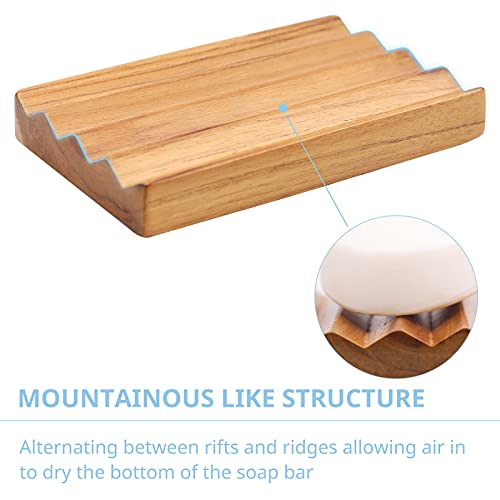 Teak Seifenschale für Dusche von HTB, Holz dekorative Bad Seife Halter erhöhte Basis Design zu halten Seife trocken in Küche, Bad(1pcs) 3