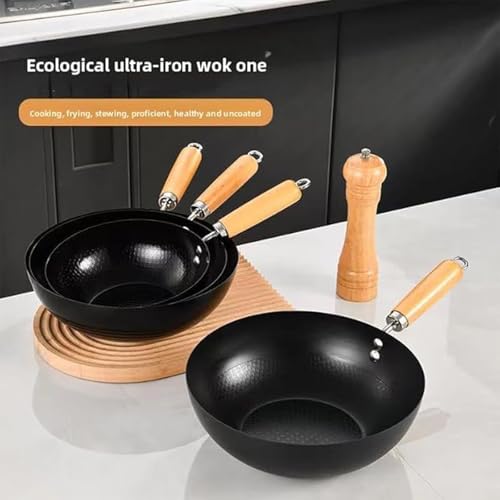 Wok de hierro con patrón de escamas 11.1 pulgadas con tapa miniatura 5