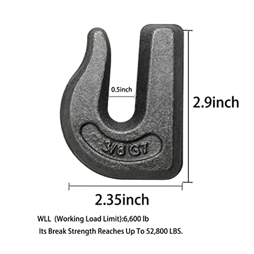 Suprwin Weld-On Grab Chain Hook,3/8" Heavy Duty Tow Hook G70 Forged Steel Tractor Hook Weldable For Car, Truck,Suv, Rv,Utv,Tractors-8 Packs (3/8") #TOP1