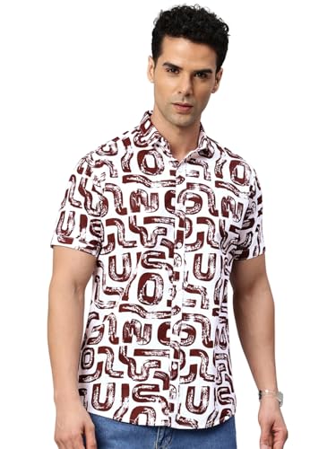 Image of Majestic Man Slim Fit Floral Printed Pure Cotton Casual Half Sleeve Shirt