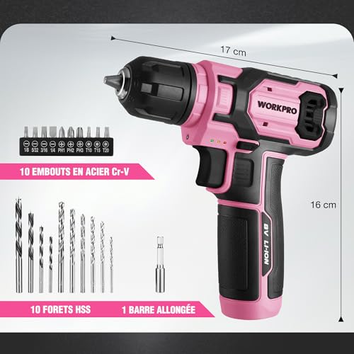 Visseuse devisseuse sans fil rose 2 in 1 avec charge Type C pour réparation maison - 3