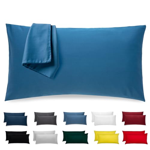 Kissenbezug 40 x 80 Baumwolle Premium Jersey 2er Set Kissenhülle Deko für Kissen Bett/Sofa Stoff Superweicher Resistent Hypoallergen Anti-Milben Kopfkissenbezug mit Verdecktem Zip Voll Waschbar