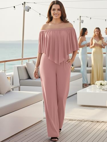 Image of KOH KOH Womens Long Pant Strapless Off Shoulder Pockets One Piece Jumpsuit