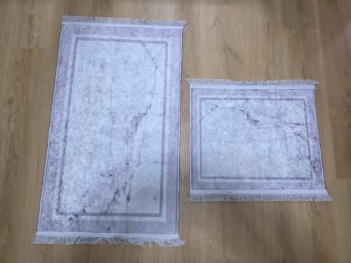 Aksu Brillant 2'li Banyo Paspas Seti Kaydırmaz Tabanlı Püsküllü Banyo Halısı 60x100 cm & 50x60 cm (A2-3)