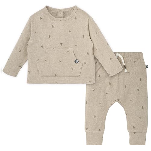 Modern Moments by Gerber Baby Boys' Hacci Pants Set with Kanga Pocket, Olive Cactus, 0-3 Months