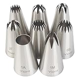 絞り口金8個セット ケーキデコレーション口金 6切 8切 丸型 花型 18-8ステンレス製 シュークリームv/クッキー 製菓道具 無接合溶接 Yiont