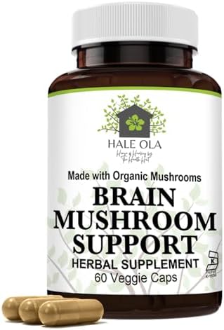 Brain Mushroom Support – Non-GMO & Kosher Certified Supplement with Potent Mushroom Blend for Enhanced Mental Clarity, Energy, Focus, Memory Function & Cognitive Health