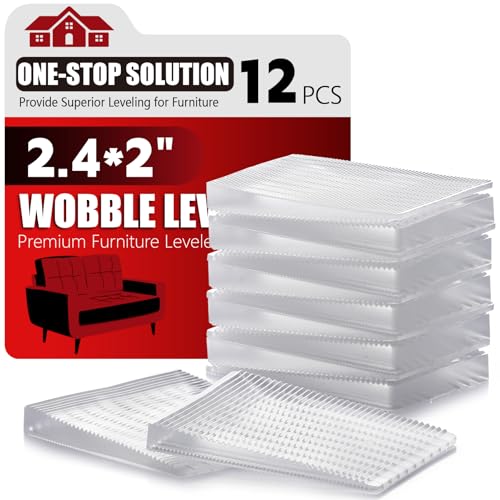 Flexible Plastic Shims 12pcs Kit Size Variety | Clear Leveling Kit for Home Improvement | Furniture Leg Stabilizers | Table & Toilet Shims - Trim-to-Fit Wedges | Stackable Design | Furniture Levelers