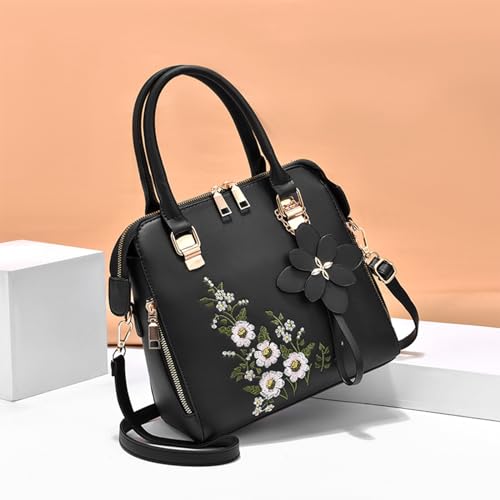 Sac à bandoulière brodé en polyuréthane - Sac à main tendance chic b One Size