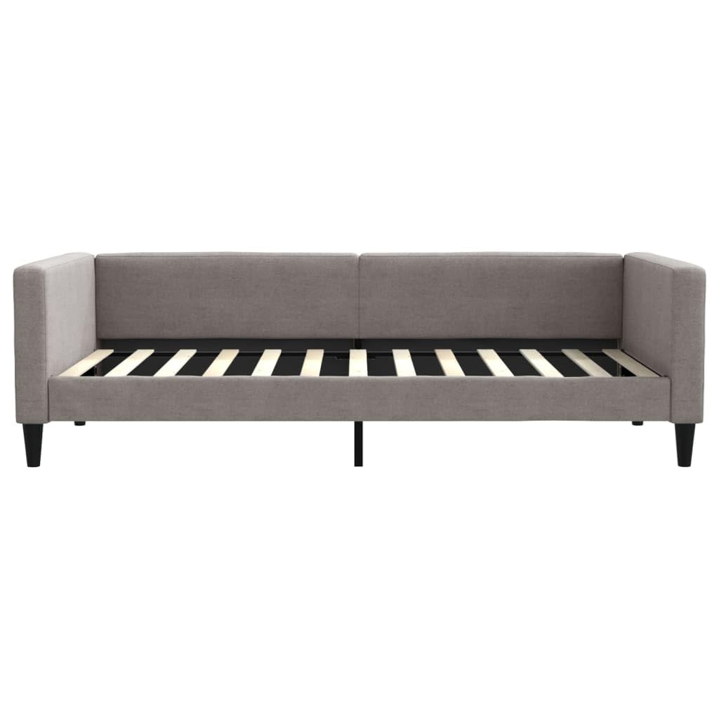 Łóżko dzienne w kolorze taupe, materiał 100 x 200 cm, z wytrzymałą ramą z metalu i litego drewna, wyściełanym siedziskiem i stelażem, zajmuje mało miejsca do pokoju gościnnego, sypialni