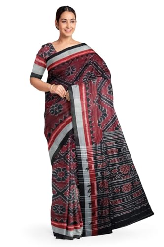Image of Ikat Women Cotton Saree, Handmade Pure Cotton Khandua Saree, Ikkat Orissa Traditional Handloom Saree Without Blouse 45