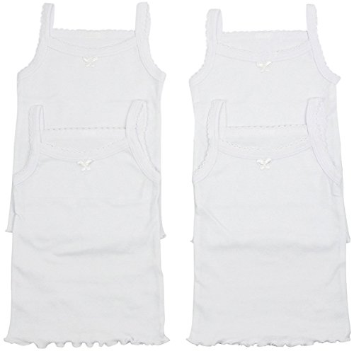 Image of ToBeInStyle Girl's 4 Item Pack 100% Cotton Tank Tops or Spaghetti Strap Camisole Soft Undershirts