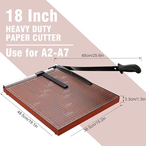 Paper Cutter Heavy Duty 18" Cut Length Professional Large Paper Cutter 12-Sheet Capacity Guillotine Paper Cutter For Cardstock, Safety, Efficience, Wide Use For Office, School, Home (A2-A7) #TOP1