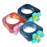 VILLCASE Anillo de Resina Vintage y Piedras Brillantes con Diseño Retro 3piezas Conjunto de Apilables Joyas Originales para Mujer para Regalo de Chica