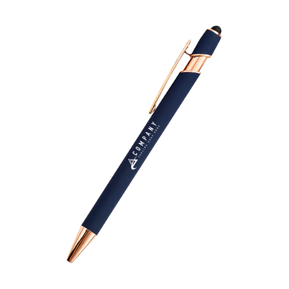 Kugelschreiber 2 in 1 Personalisiert mit Ihrem Logo, Werbe-Kugelschreiber (18 Farben erhältlich) (250er-Set, Marineblau Kupfer-Edition)