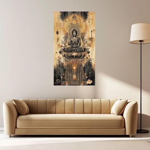 Affiche bouddha et impression fleur de lotus tableau zen décoration murale salon - 2