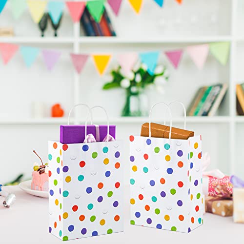 Image of BLEWINDZ 32Pcs Rainbow Small Gift Bags Bulk with 32Pcs Tissue Paper - Colorful Polka Dots Goodie Bags with Handles for Party Favors, Kids Birthday, Baby Shower, Wedding, Shoppings