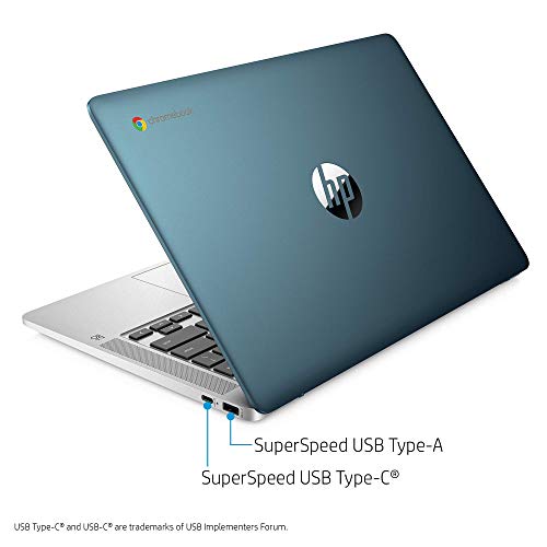 Image of HP Chromebook 14-inch FHD Laptop, Intel Celeron N4000, 4 GB RAM, 32 GB eMMC, Chrome (14a-na0090nr, Forest Teal) (Renewed)