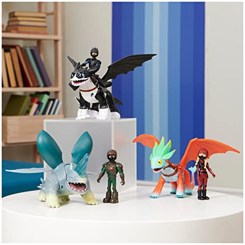 Dreamworks Dragons "Los 9 Mundos - Juego de Aventura con Figura de dragón y Jinete Tom y Thunder, para niños a Partir de 4 años