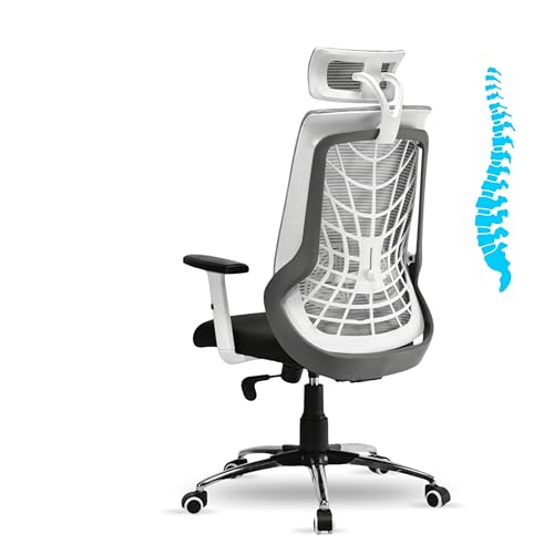 Image of FUGO FG408 Ergonomic High Back Mesh Office Chair,Korean Nylon Mesh,Cushioned Seat,Adjustable Height,Armrests,Lumbar Support,3D Headrest,Tilting Mechanism,Dual Nylon Casters,3-Year Warranty.