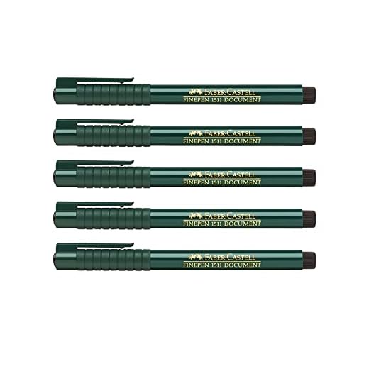 Faber-Castell 205003 - Faserschreiber Finepen 151199, 0.4 mm, schwarz, 5 Stück