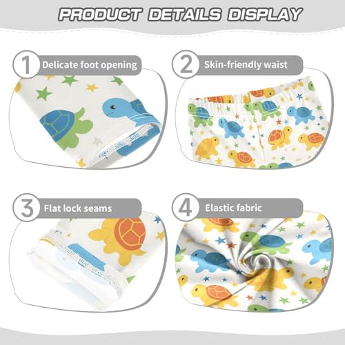 Cute Turtles Girls' Leggings Toddler Doodles Colorful Stars Kids Yoga Pants Dance Active Tights 4T3