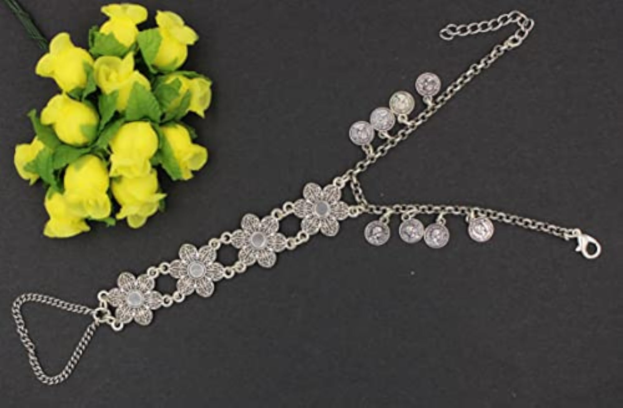 Gurjai Oxidized Silver Bracelet for Women