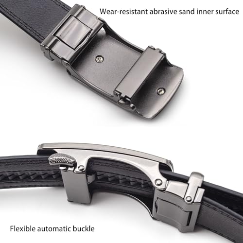 Men's Ratchet Reversible Leather Belt Adjustable Men's Dress, Casual Pants, Jeans Waistband, Comfort2