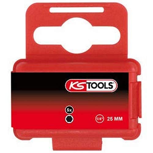 KS Tools 911.3619 1/4 Inch Classic Bit Hexagon Socket Driver, 25 mm, 7/32 Inch, Pack of 5 - Image 2