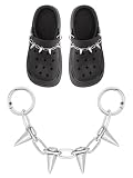 HAQUIL 2PCS Punk Goth Spikey Metal Shoe Chains, Shoe Charms, Footwear Jewelry Accessories