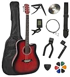 Guitare Acoustique Folk 4/4 Adulte 41 Pouces + 9 Accessoires + Cour Vidéo et CD