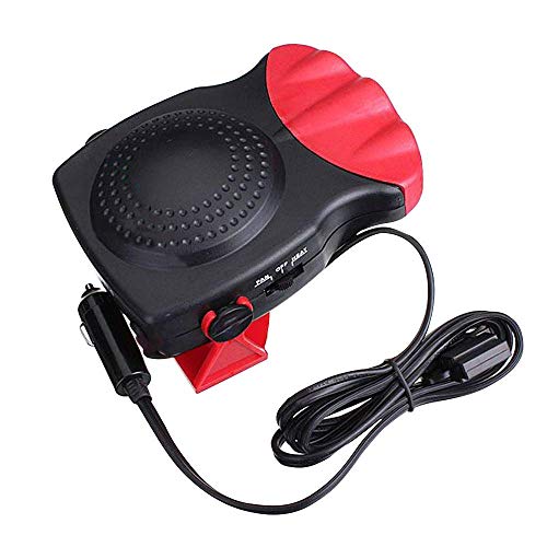 12V 150W Car Vehicle Cooling Fan Hot Warm Heater Windscreen Demister Defroster 2-in-1 Portable Auto Car Van Heater 3-Outlet (Red)